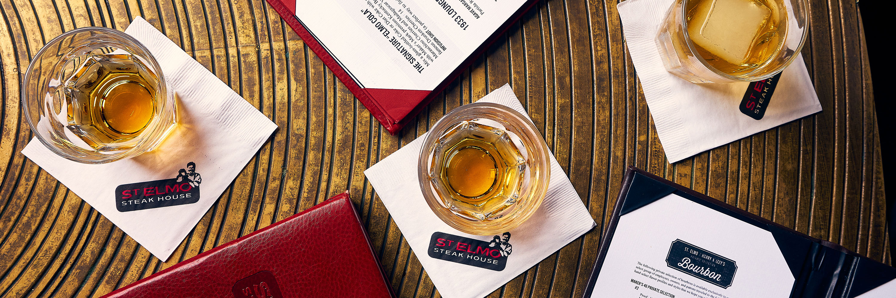 Bourbons on table at 1933 Lounge